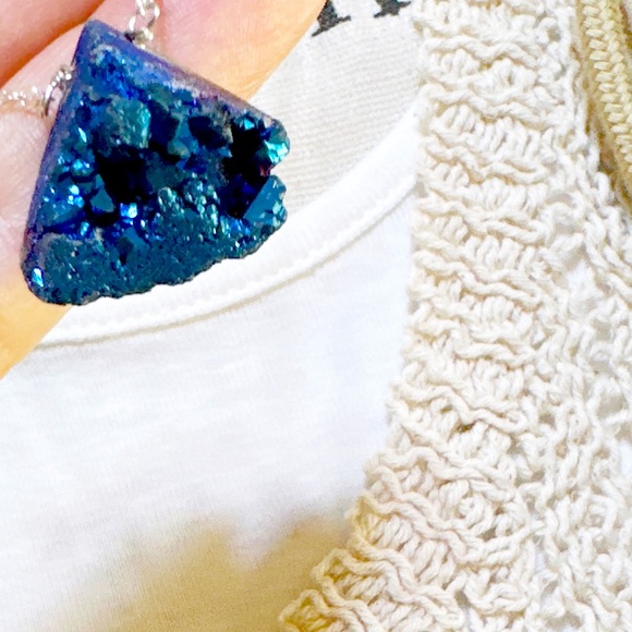 Raw Lapis Lazuli worry stone 925 sterling silver necklace pendant/wisdom crystal - Picture 2 of 8